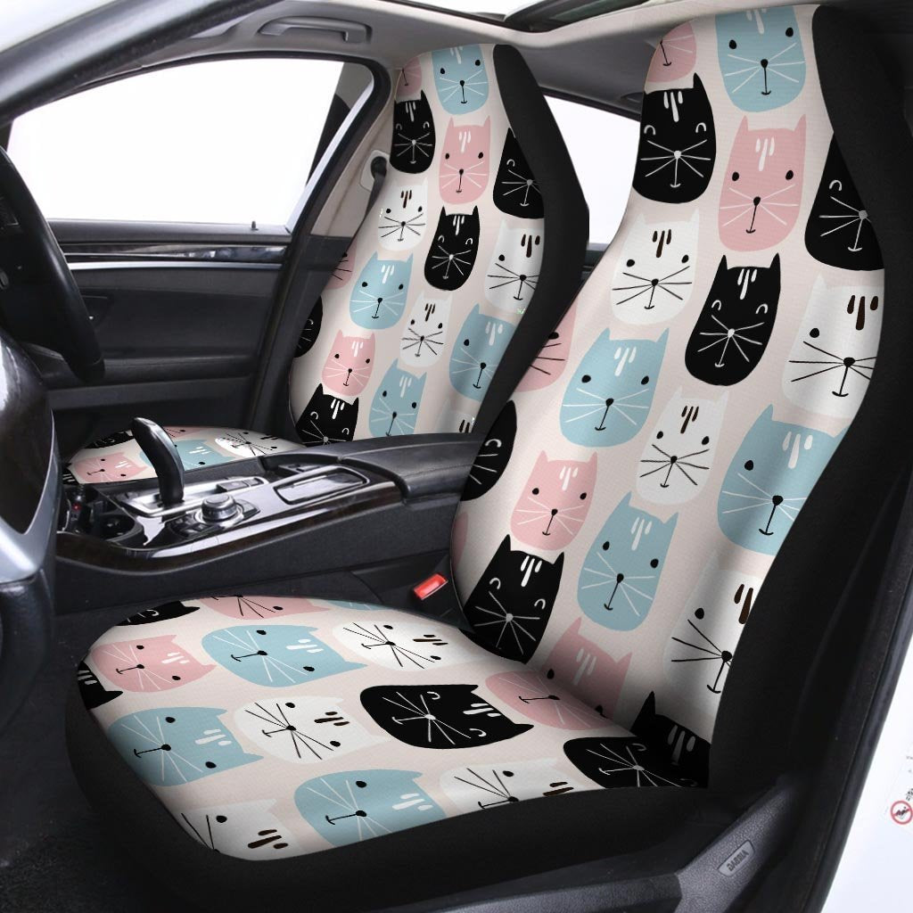 Cute Cat Face Print Car Seat Covers-grizzshop