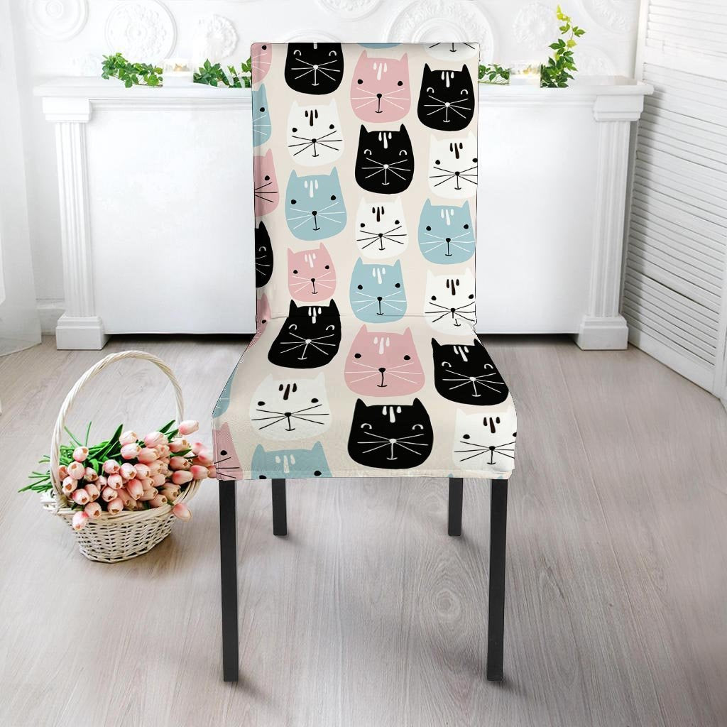 Cute Cat Face Print Chair Cover-grizzshop