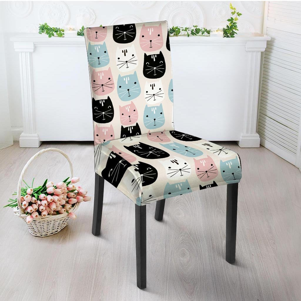 Cute Cat Face Print Chair Cover-grizzshop