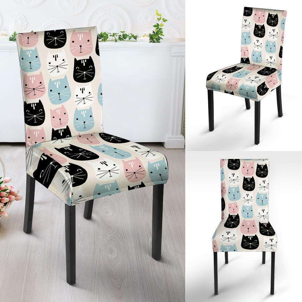 Cute Cat Face Print Chair Cover-grizzshop