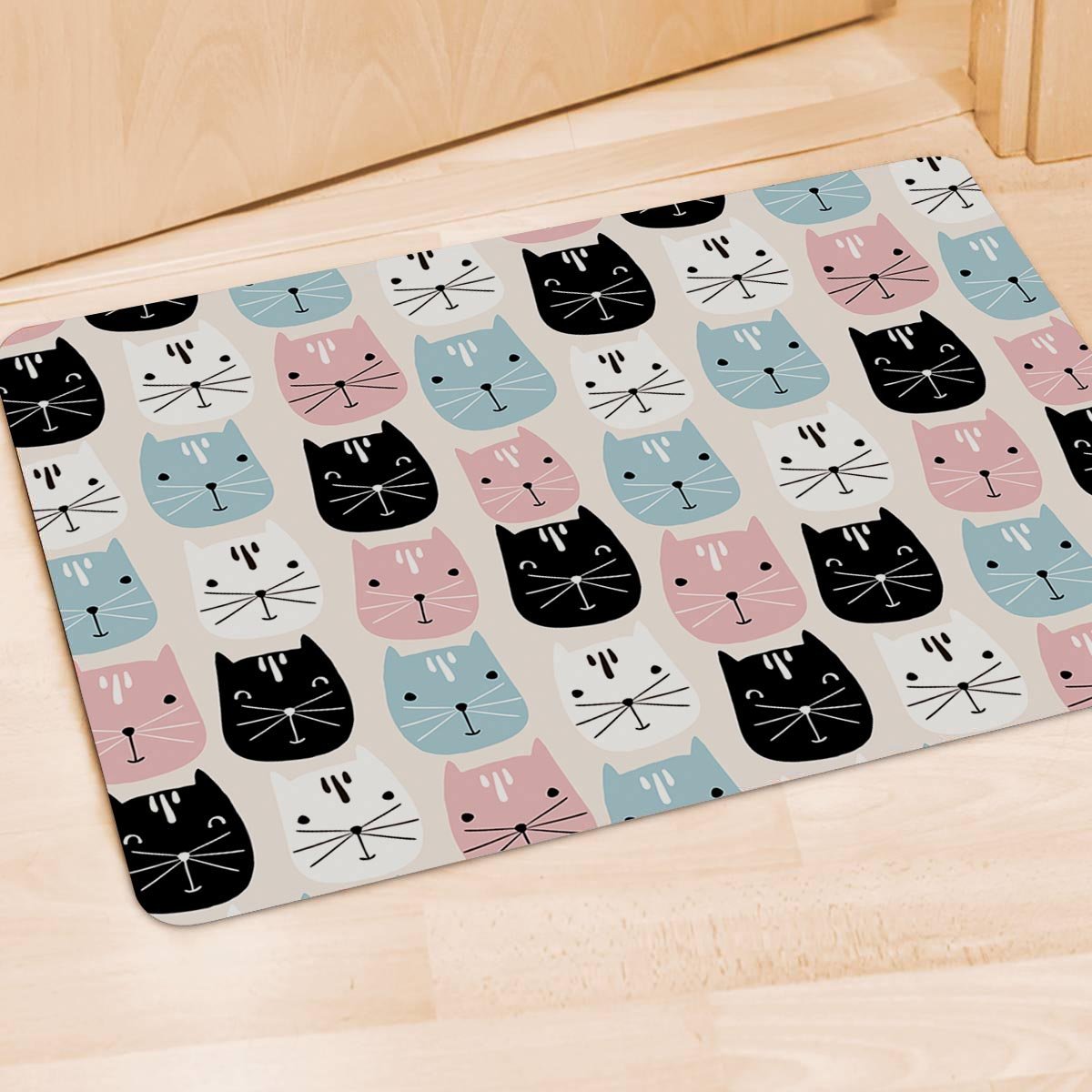 Cute Cat Face Print Door Mat-grizzshop