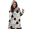 Cute Cat Face Print Hoodie Dress-grizzshop