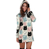 Cute Cat Face Print Hoodie Dress-grizzshop