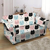 Cute Cat Face Print Loveseat Cover-grizzshop