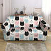 Cute Cat Face Print Loveseat Cover-grizzshop