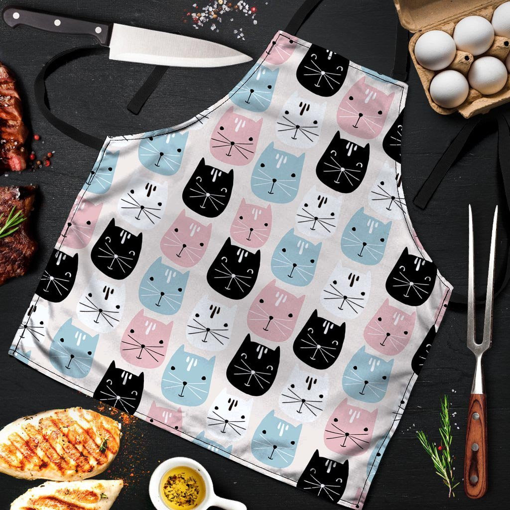 Cute Cat Face Print Men's Apron-grizzshop