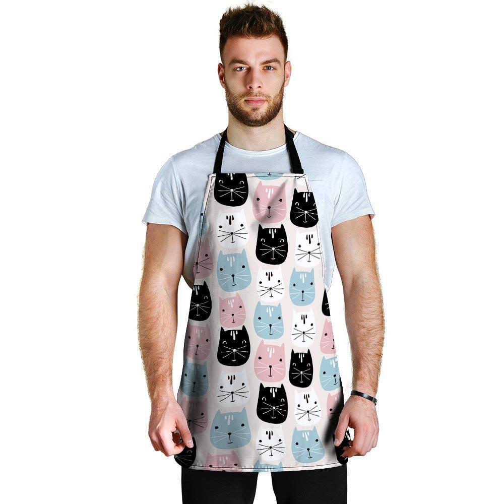 Cute Cat Face Print Men's Apron-grizzshop