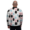 Cute Cat Face Print Men's Bomber Jacket-grizzshop