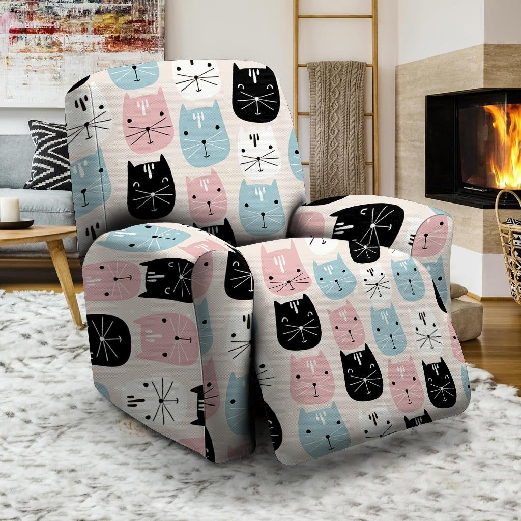 Cute Cat Face Print Recliner Cover-grizzshop