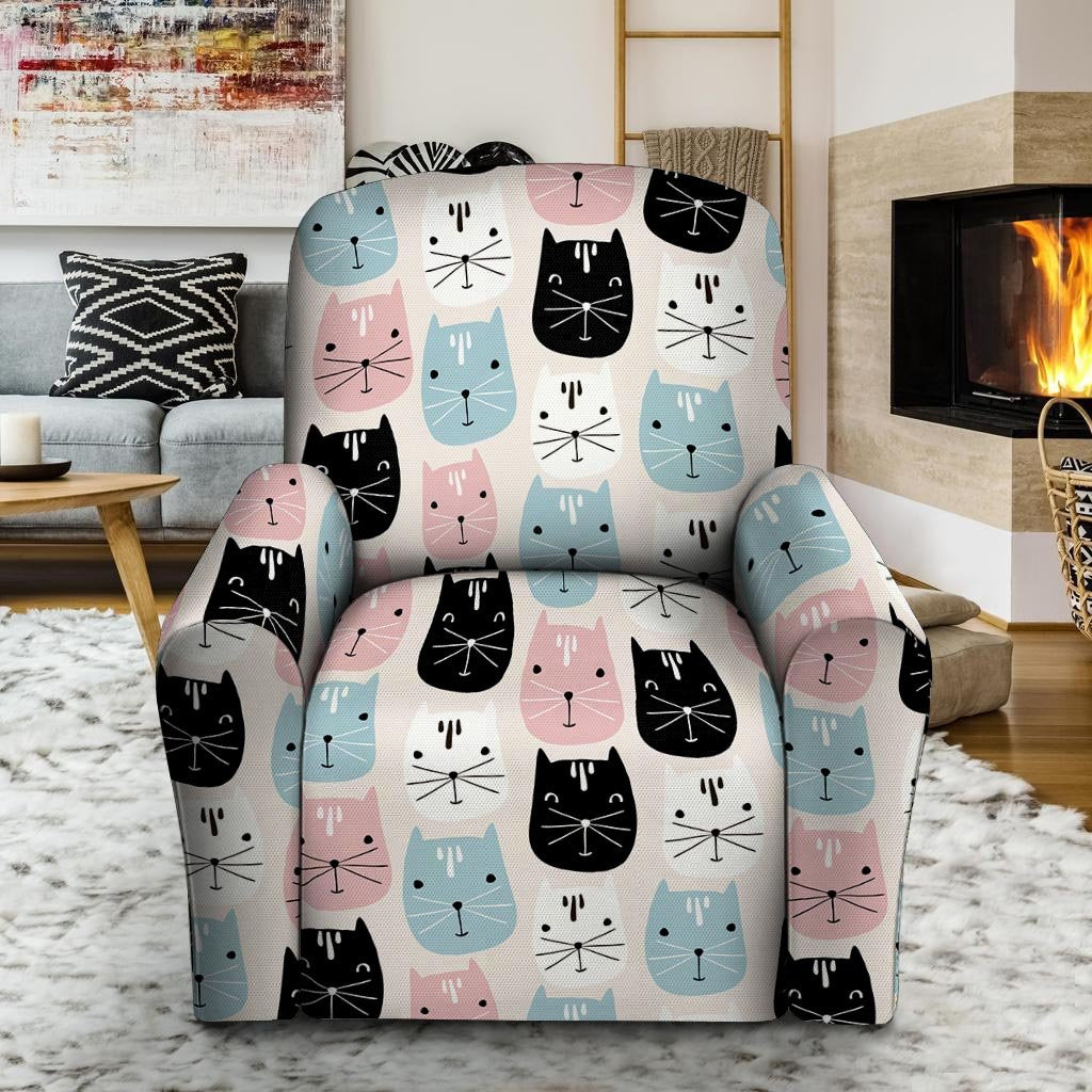 Cute Cat Face Print Recliner Cover-grizzshop