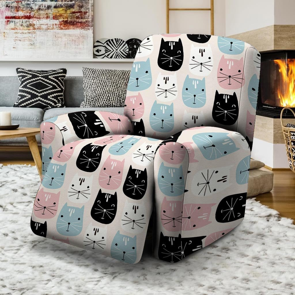 Cute Cat Face Print Recliner Cover-grizzshop