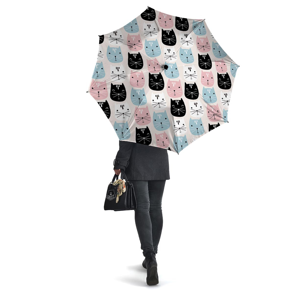 Cute Cat Face Print Umbrella-grizzshop