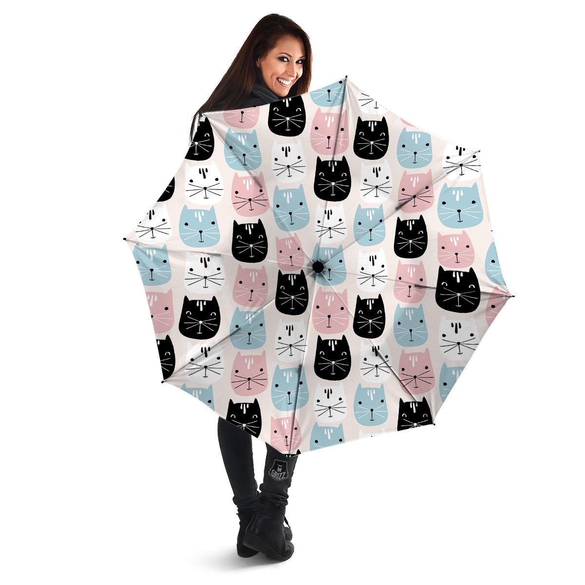 Cute Cat Face Print Umbrella-grizzshop