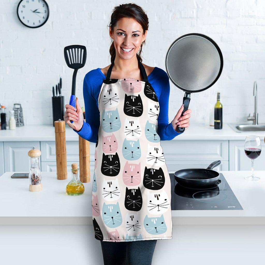 Cute Cat Face Print Women's Apron-grizzshop