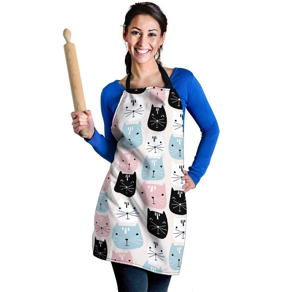 Cute Cat Face Print Women's Apron-grizzshop