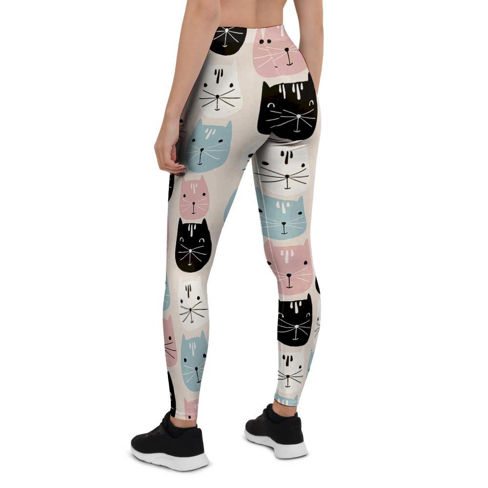 Cute Cat Face Print Women's Leggings-grizzshop