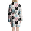 Cute Cat Face Print Women's Robe-grizzshop