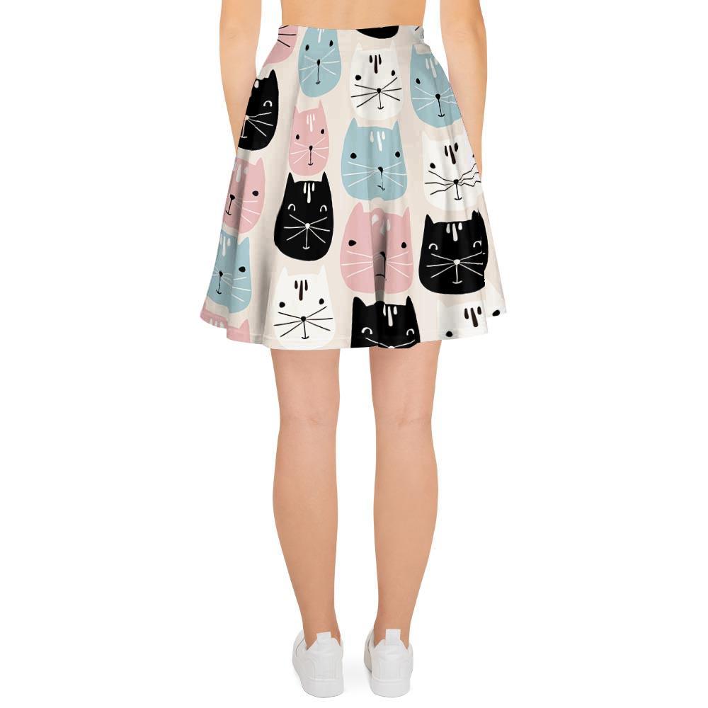 Cute Cat Face Print Women's Skirt-grizzshop