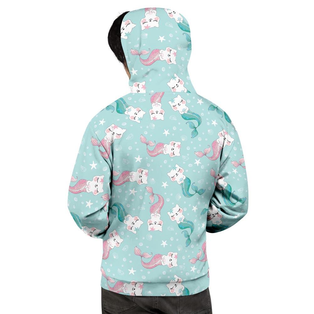 Cute Cat Mermaid Print Men's Hoodie-grizzshop