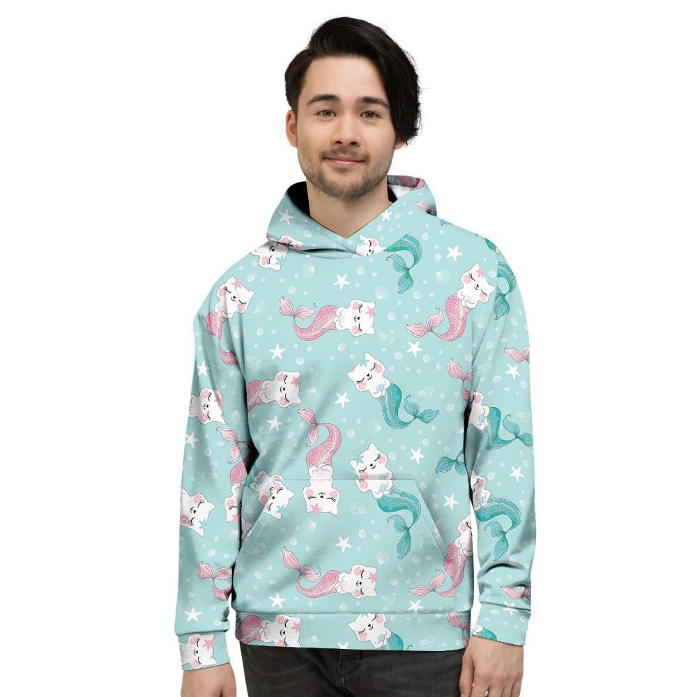 Cute Cat Mermaid Print Men's Hoodie-grizzshop