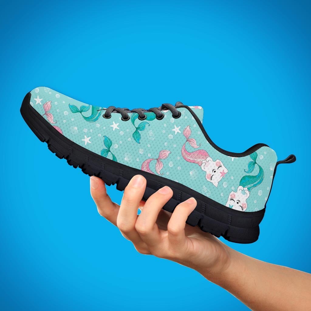 Cute Cat Mermaid Print Men's Sneakers-grizzshop