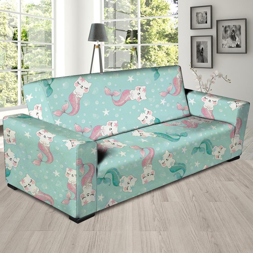 Cute Cat Mermaid Print Sofa Cover-grizzshop