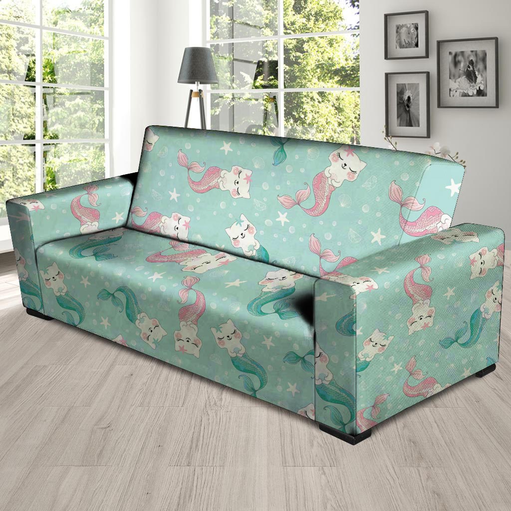 Cute Cat Mermaid Print Sofa Cover-grizzshop