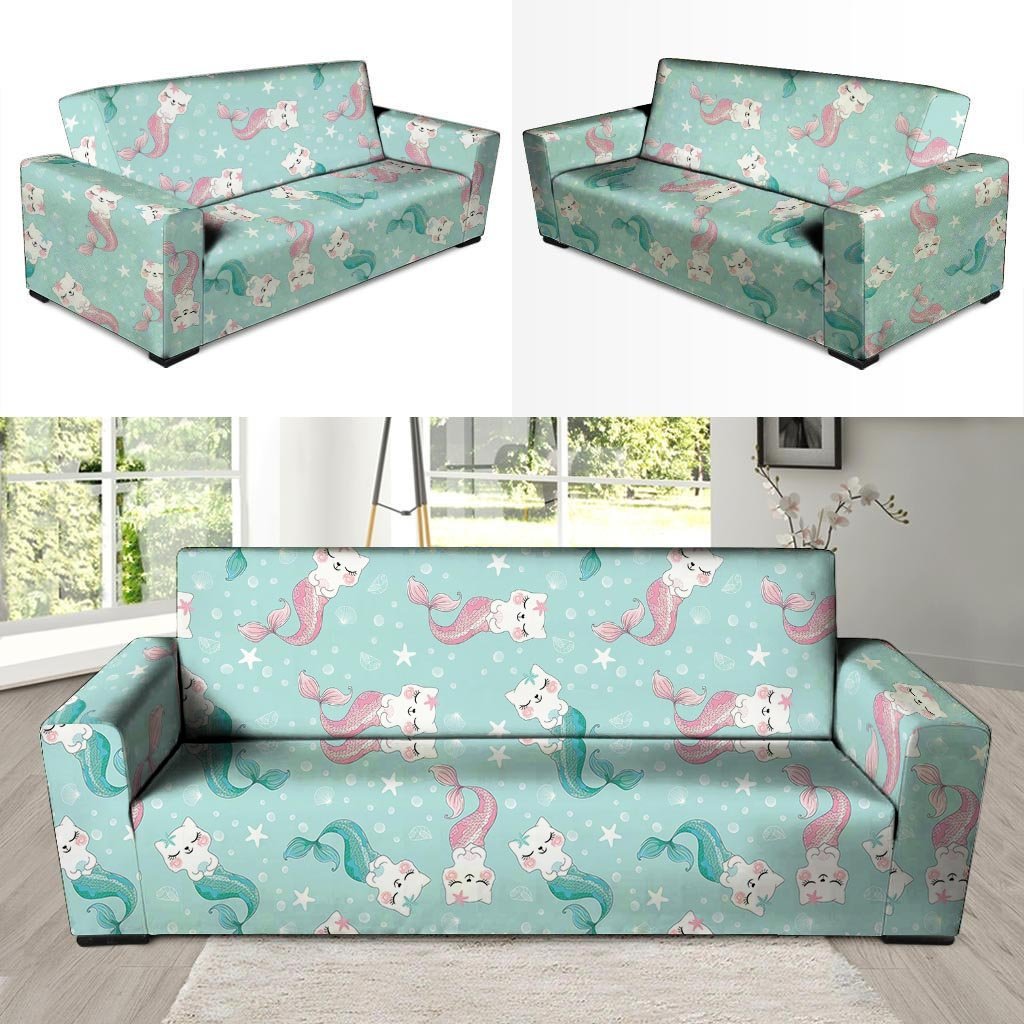 Cute Cat Mermaid Print Sofa Cover-grizzshop