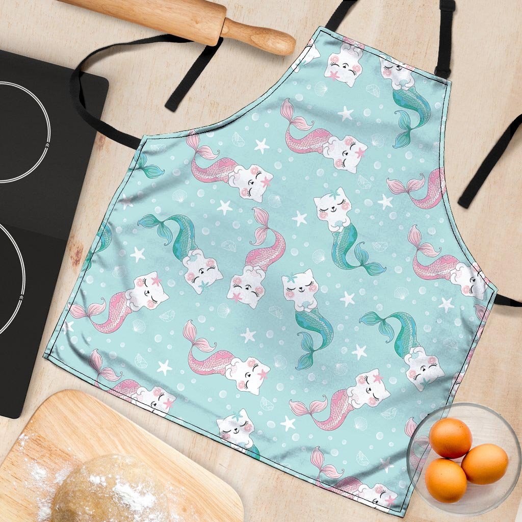 Cute Cat Mermaid Print Women's Apron-grizzshop