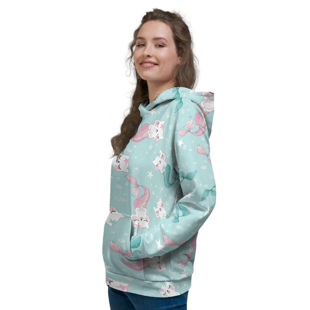 Cute Cat Mermaid Print Women's Hoodie-grizzshop