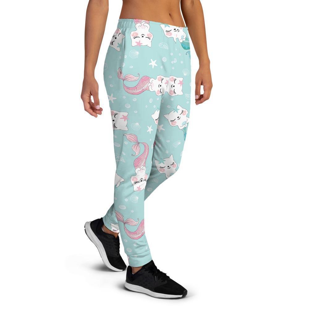 Cute Cat Mermaid Print Women's Joggers-grizzshop