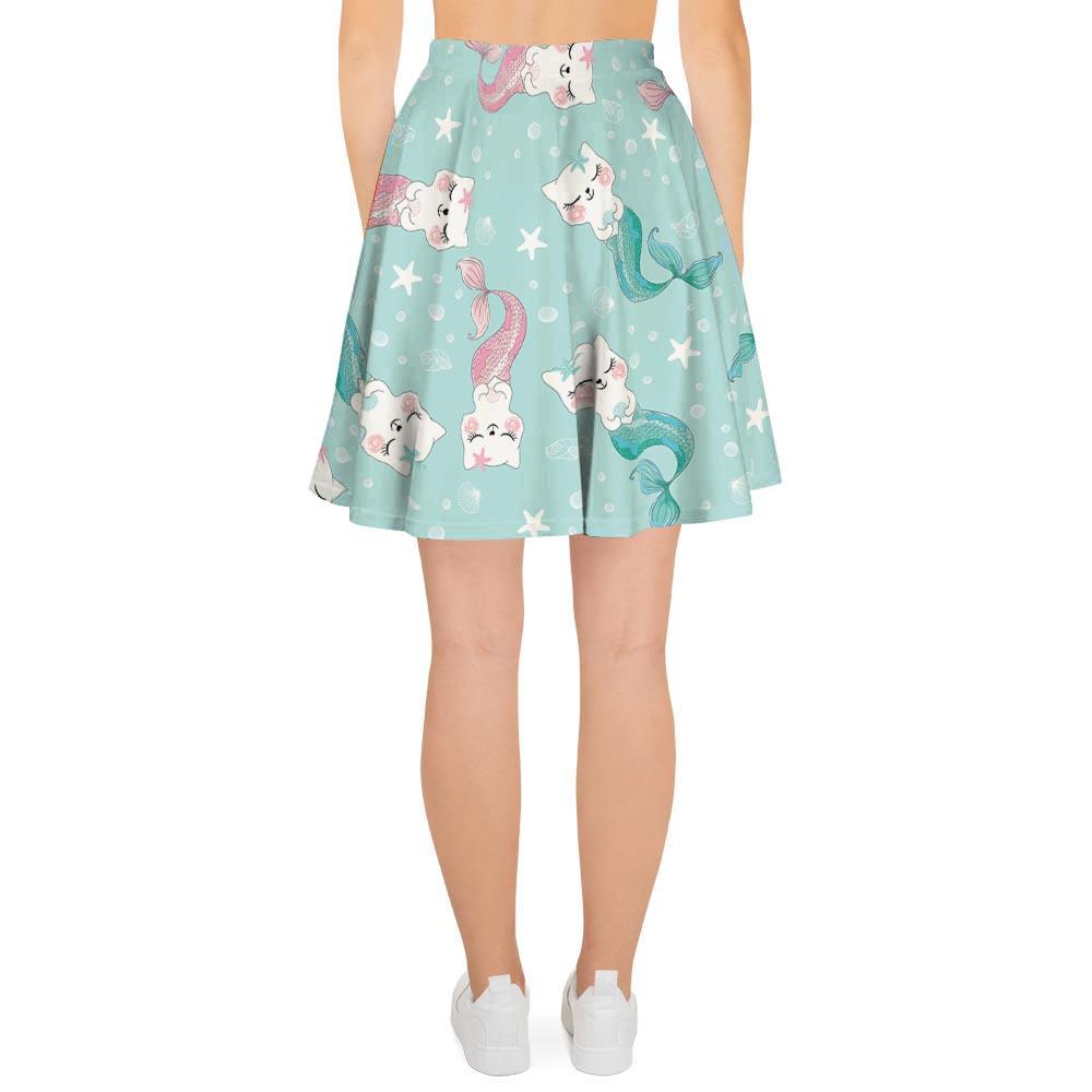 Cute Cat Mermaid Print Women's Skirt-grizzshop