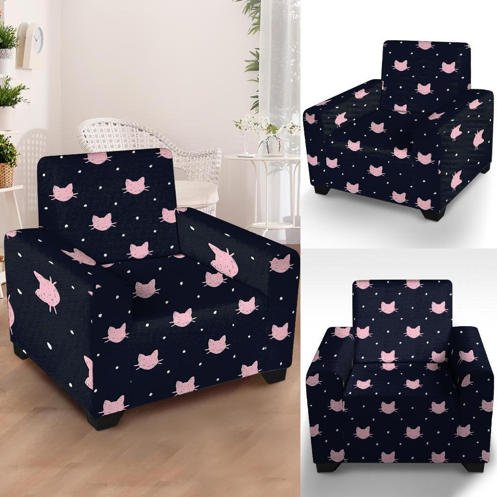 Cute Cat Polka Dot Print Armchair Cover-grizzshop