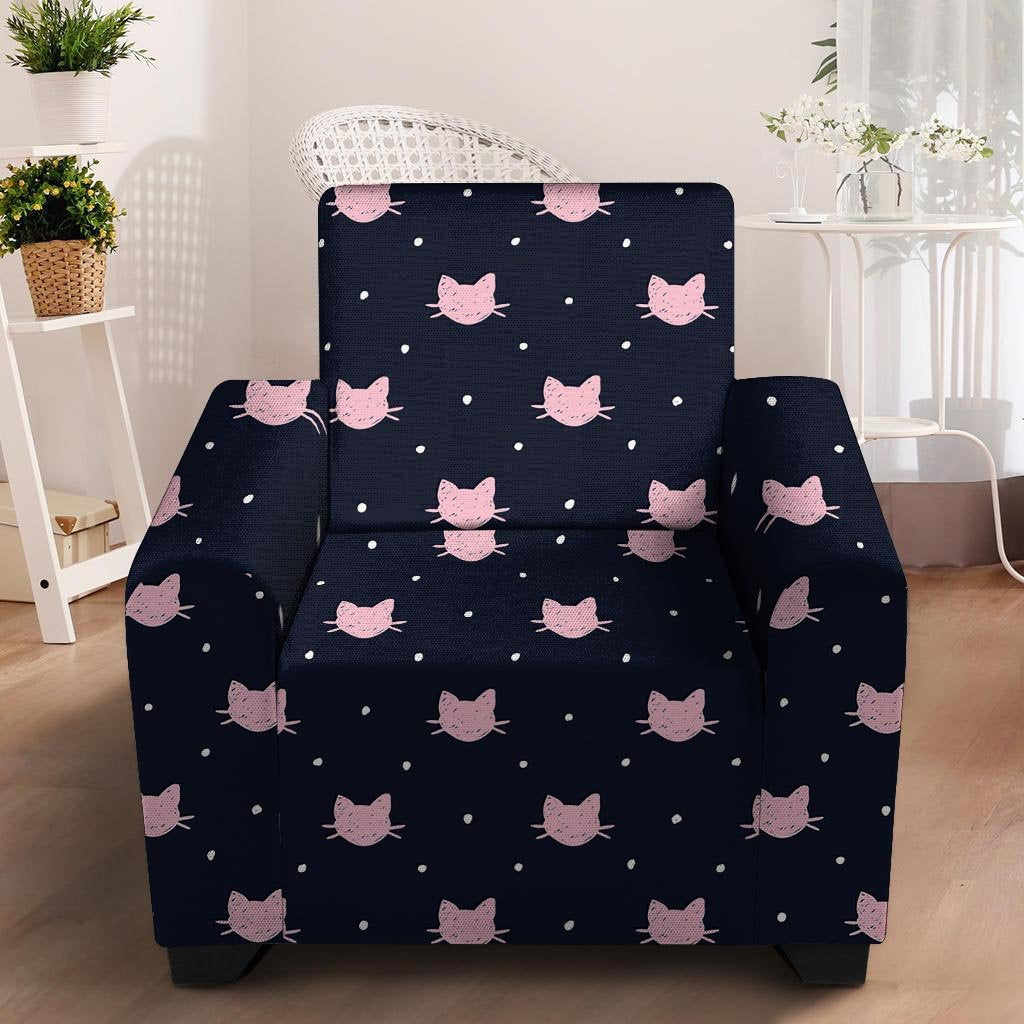 Cute Cat Polka Dot Print Armchair Cover-grizzshop