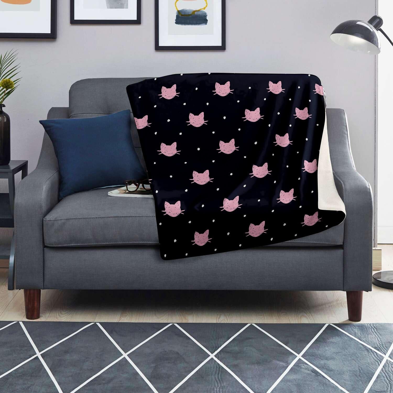 Cute Cat Polka Dot Print Blanket-grizzshop