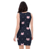 Cute Cat Polka Dot Print Bodycon Dress-grizzshop