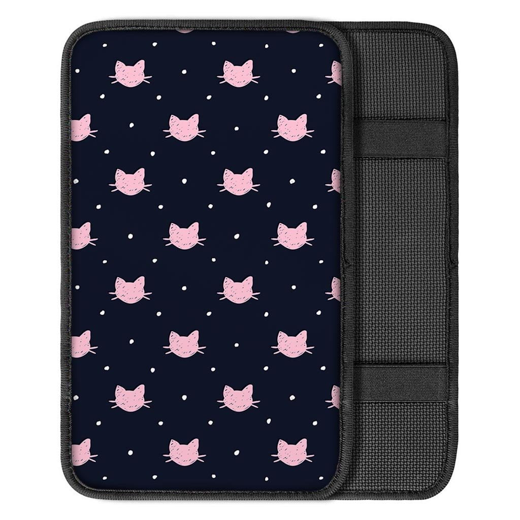 Cute Cat Polka Dot Print Car Console Cover-grizzshop