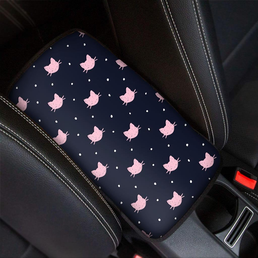 Cute Cat Polka Dot Print Car Console Cover-grizzshop