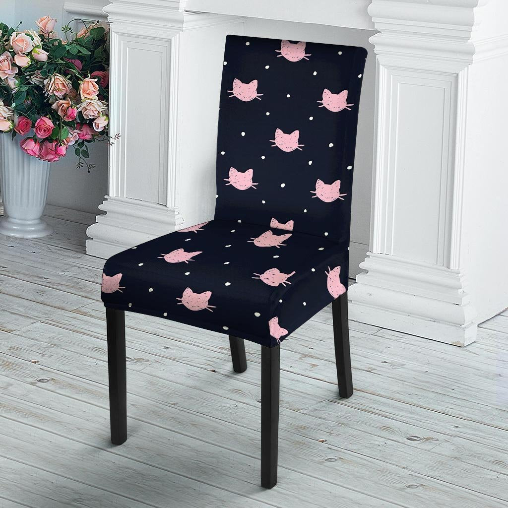 Cute Cat Polka Dot Print Chair Cover-grizzshop