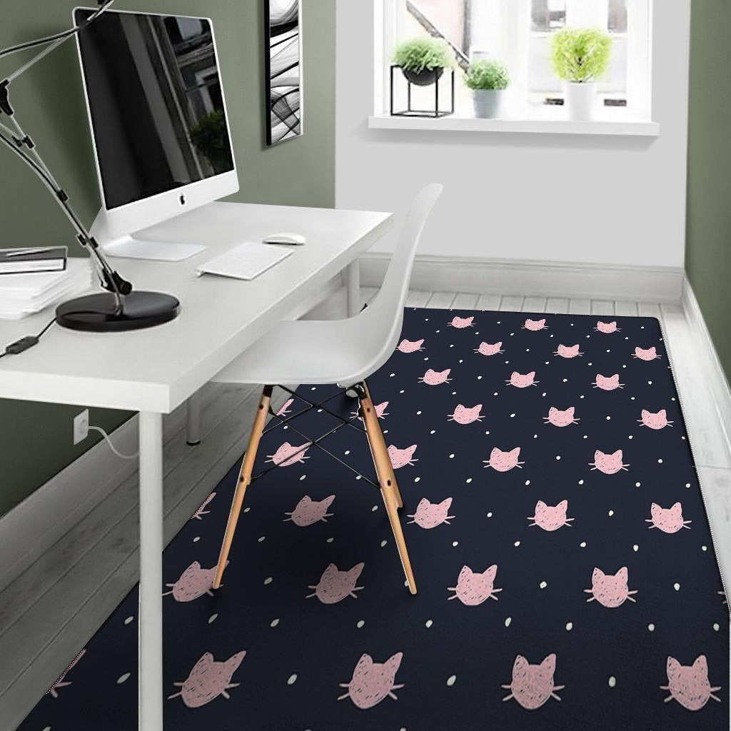 Cute Cat Polka Dot Print Floor Mat-grizzshop