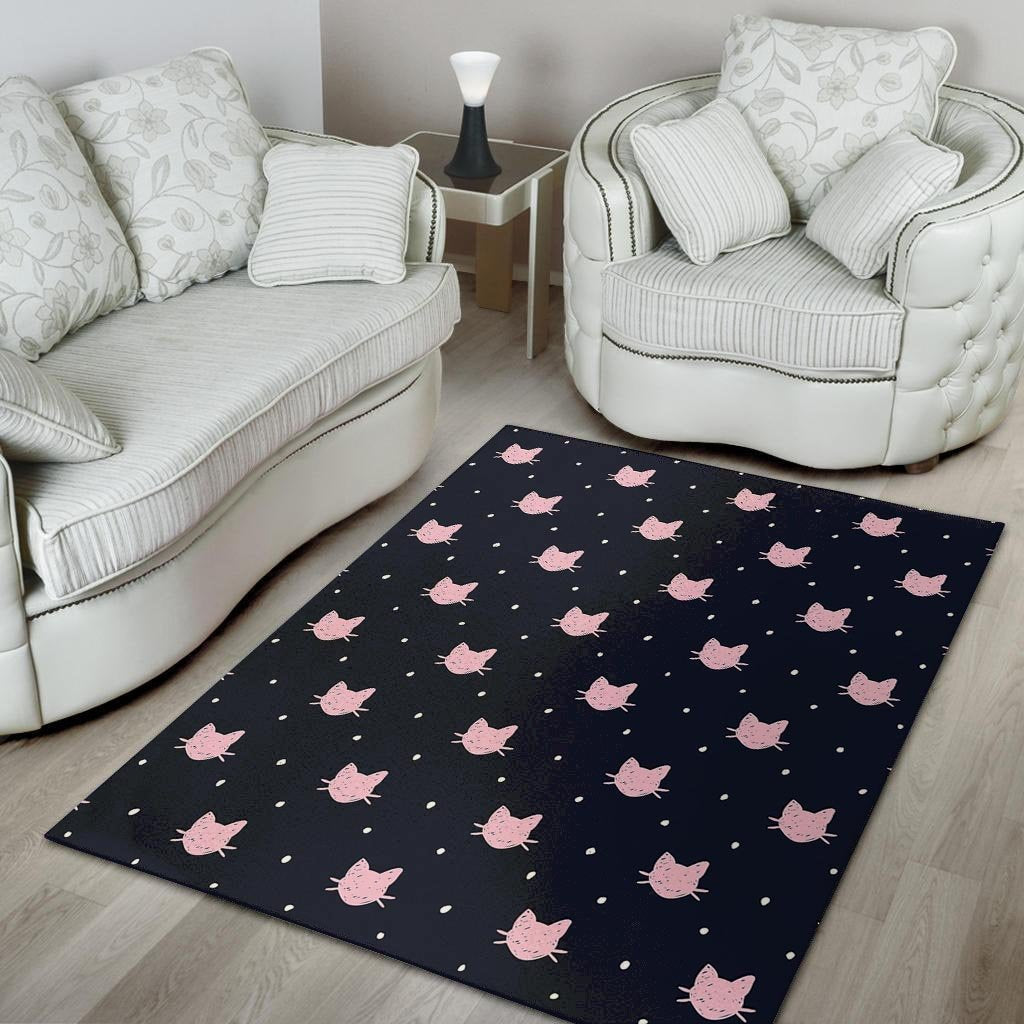 Cute Cat Polka Dot Print Floor Mat-grizzshop