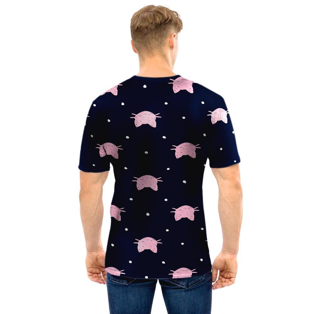 Cute Cat Polka Dot Print Men T Shirt-grizzshop