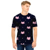 Cute Cat Polka Dot Print Men T Shirt-grizzshop