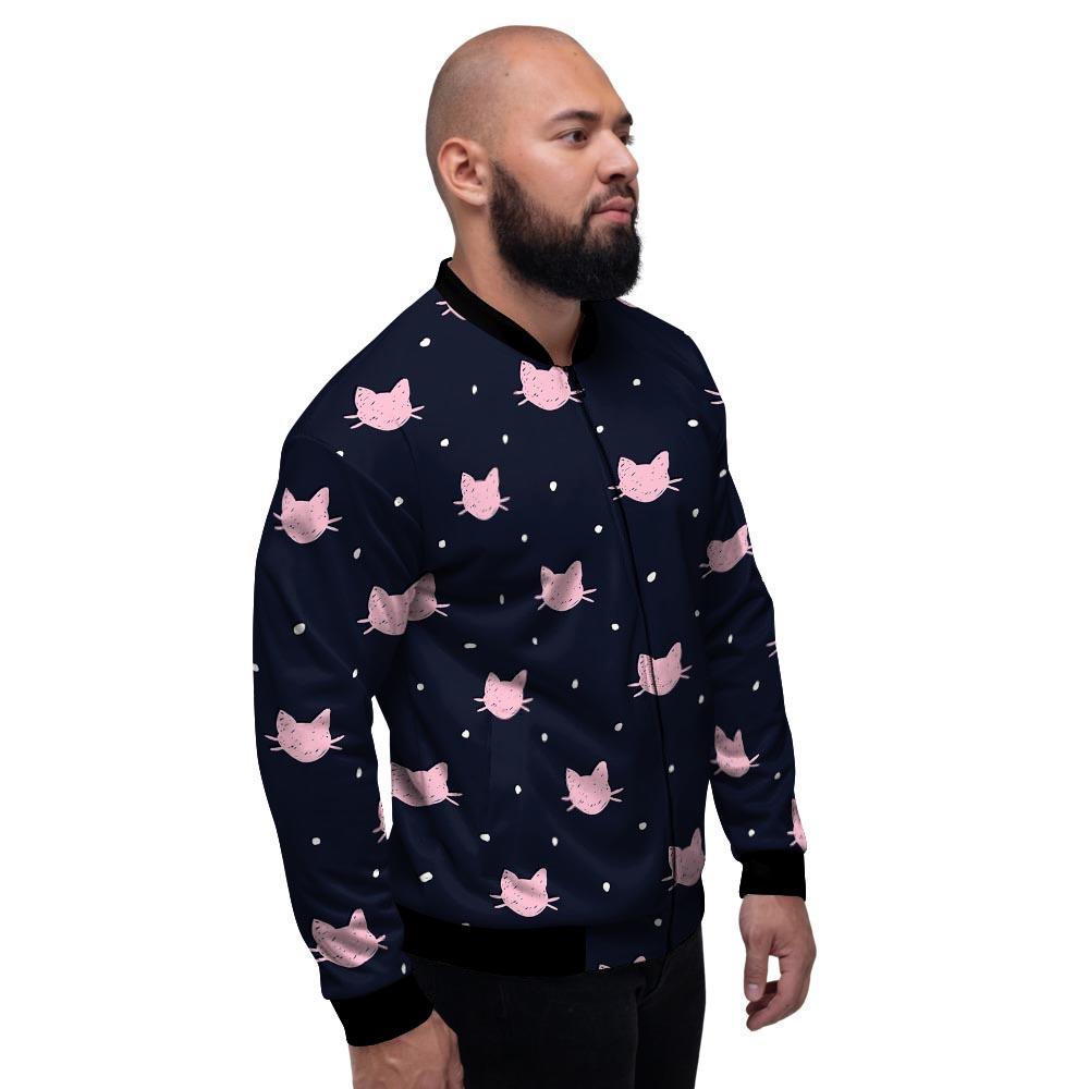 Cute Cat Polka Dot Print Men's Bomber Jacket-grizzshop