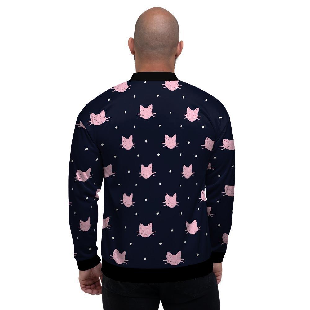 Cute Cat Polka Dot Print Men's Bomber Jacket-grizzshop