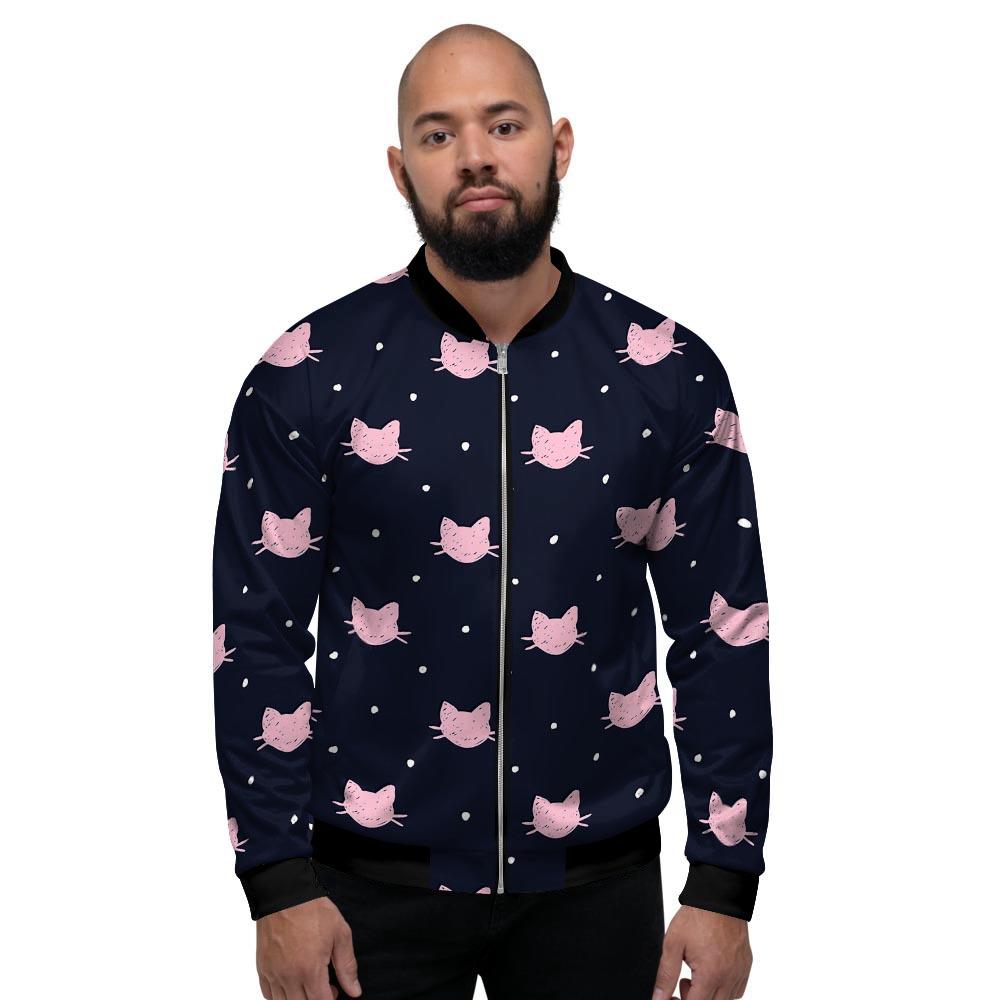 Cute Cat Polka Dot Print Men's Bomber Jacket-grizzshop