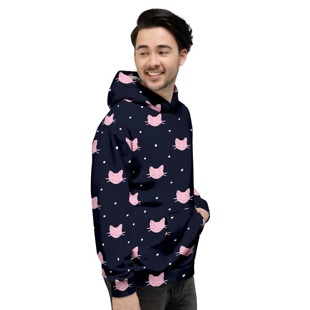 Cute Cat Polka Dot Print Men's Hoodie-grizzshop