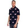 Cute Cat Polka Dot Print Men's Short Sleeve Shirt-grizzshop