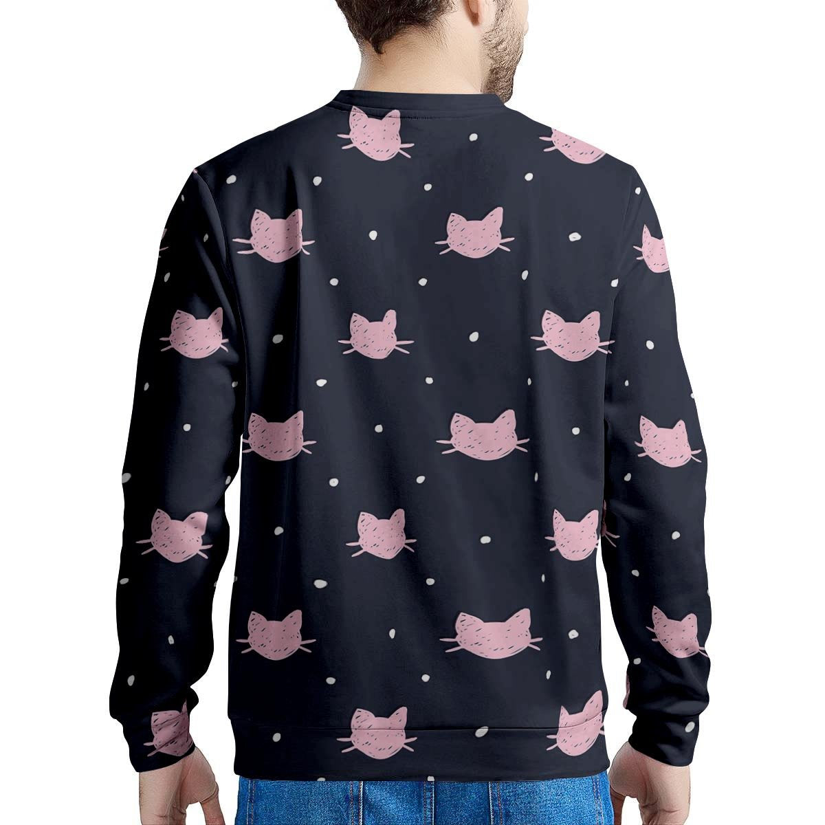 Cute Cat Polka Dot Print Men's Sweatshirt-grizzshop