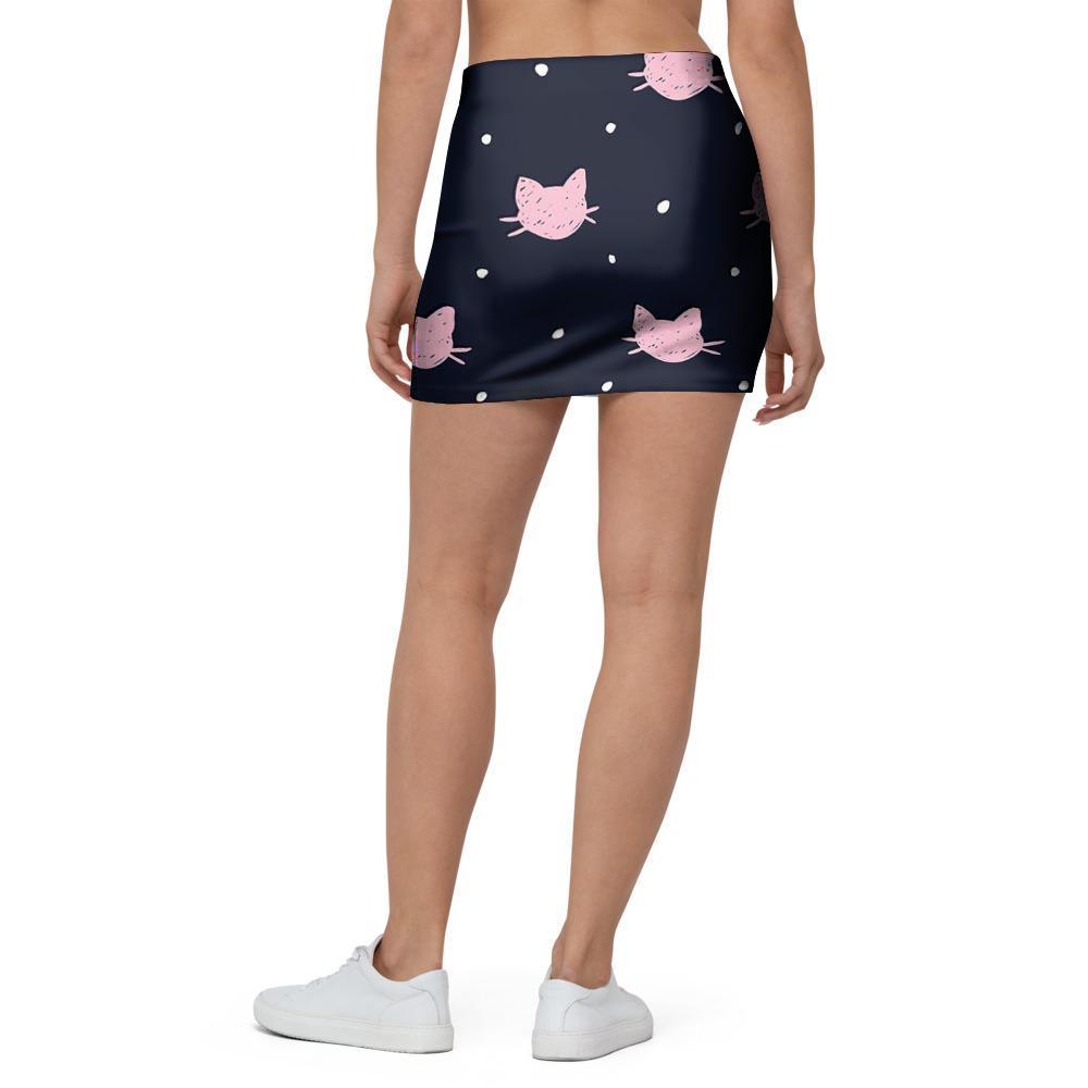 Cute Cat Polka Dot Print Mini Skirt-grizzshop